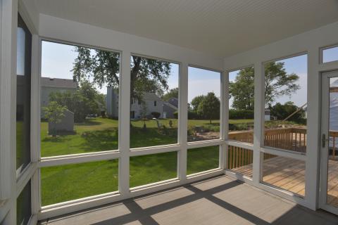 Screen porch with beaded ceiling 