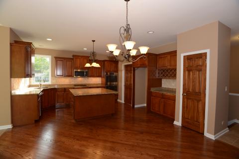 Holbrook - raised cabinet door with stone backsplash