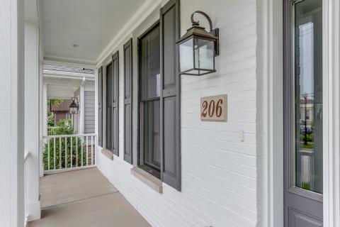 Front porch with painted brick